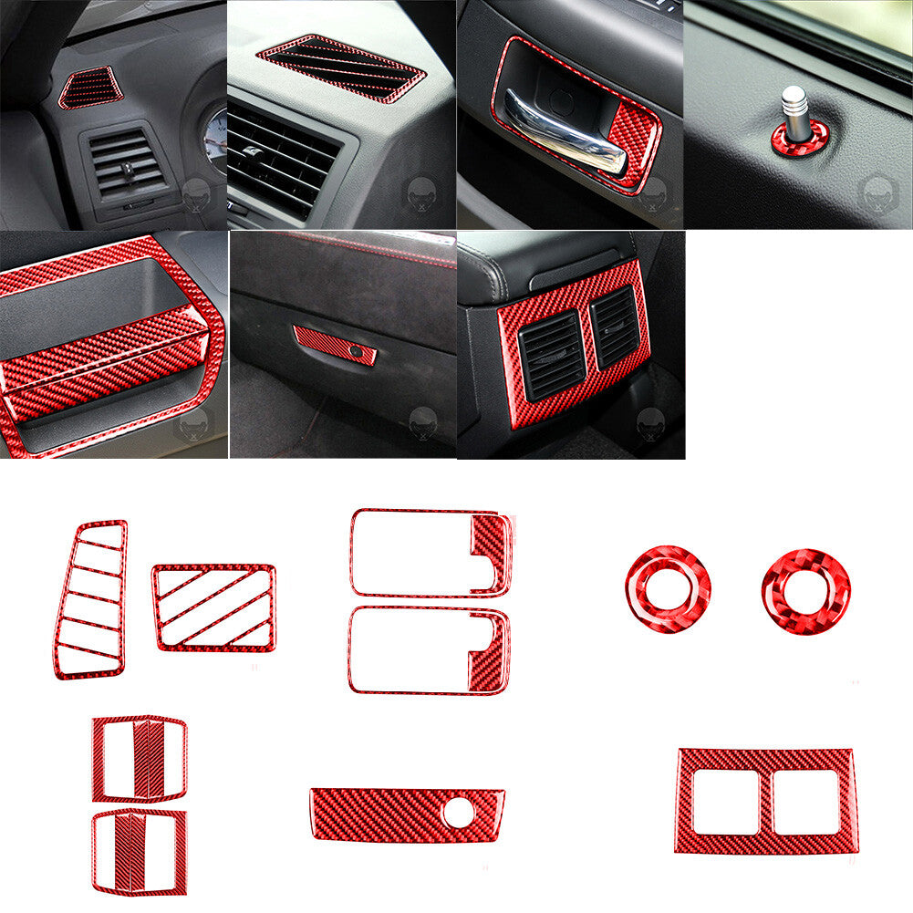 16Pcs Red Carbon Fiber Interior Kit Cover Trim for Dodge for Challenger 2008-2014