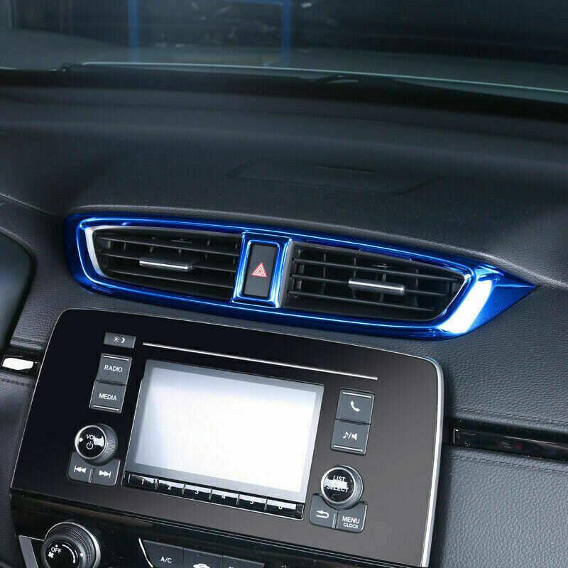 for Honda CR-V CRV 2017-2022 Blue Stainless Center Air Outlet Vent Cover Trim 1X
