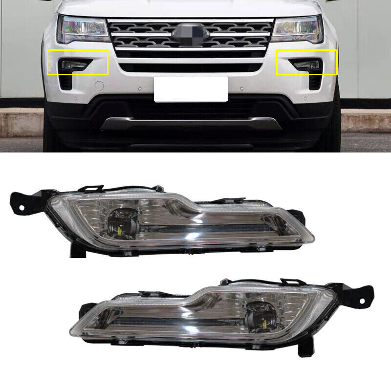 Pair LED Fog Lights Driving Bumper Lamps Fit for Ford Explorer 2018-2019 2PCS