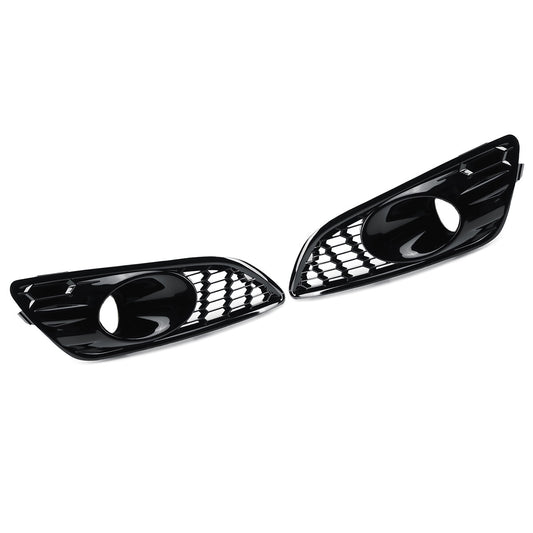 2-Piece Front Fog Light Protector Grille Cover for Ford Fiesta MK7 Zetec S 2013-17 Gloss Black