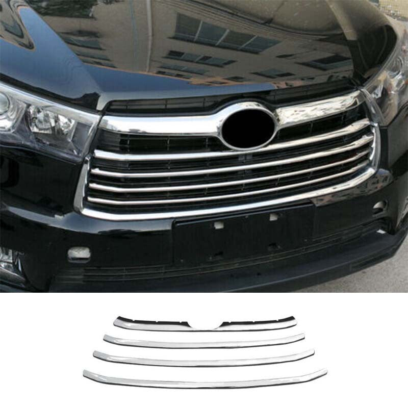 Mesh Grille Chrome Front Center Grill Strip Fit for Toyota Highlander 2014-2016