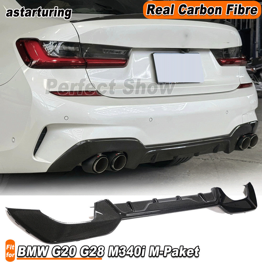 Fit for BMW G20 G28 330i 2019-2021 Carbon Fiber Rear Bumper Diffuser Lip Spoiler