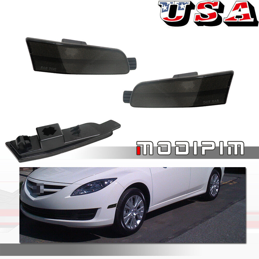 LH and right-hand smoked black lens front marking reflector kit for 2009-2013 for Mazda 6