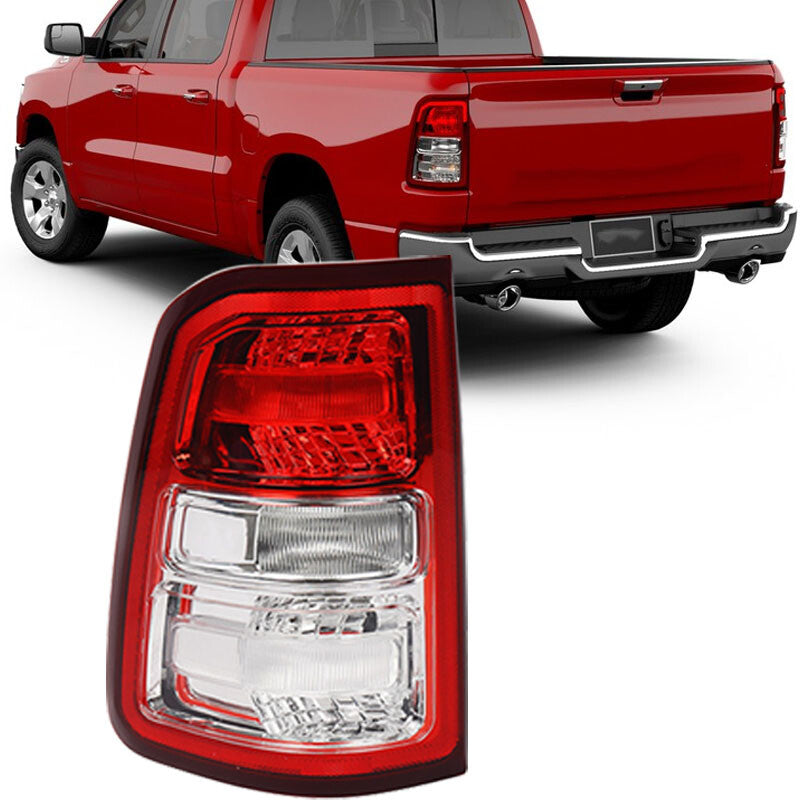 Driver For 2019-2023 for Ram 1500 Halogen w/ Chrome Bezel Driver Tail Light w/ BULB