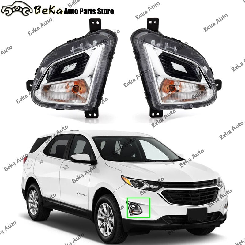 A pair of front bumper turn signals with fog lights suitable for 2018-2021 for Chevrolet Equinox vehicles.