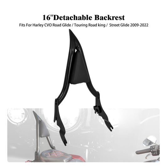 16 Black Passenger Backrest Sissy Bar for Harley Touring Road Electra Glide 09+