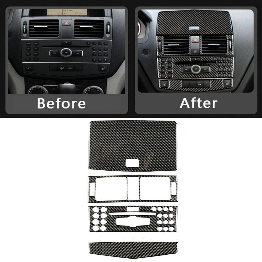 4Pcs Carbon Fiber Interior Trim for Mercedes-Benz C-Class W204 2007-10