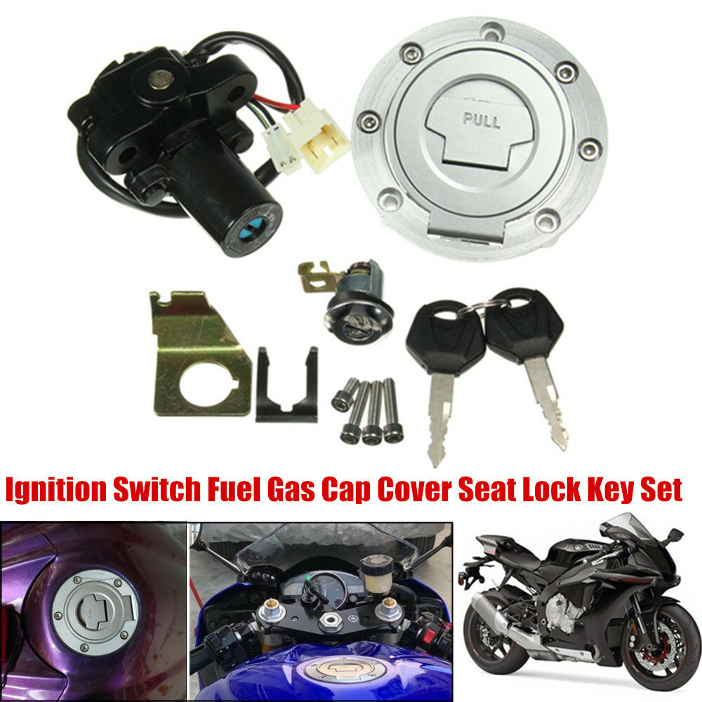 Motorcycle Ignition Switch + Tank Gas Cap Cover + for Seat Lock + 2 Locking Keys