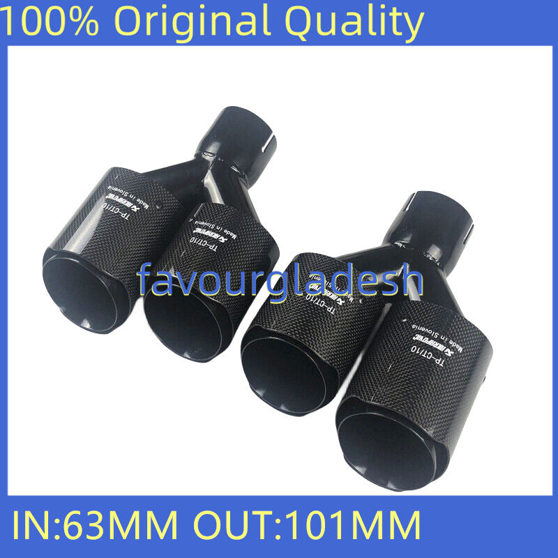 2PCS ID:2.5 63mm OD:4.0 101mm Akrapovic Carbon Fiber Exhaust Tip Dual Pipe