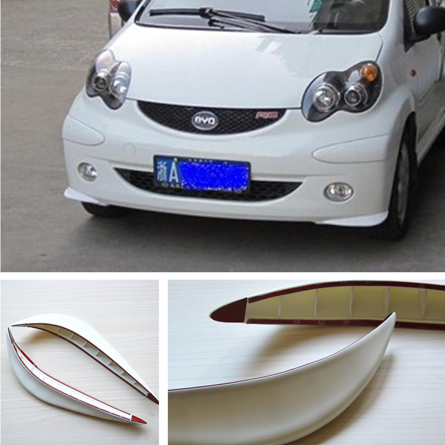 2xWhiteCar Bumper Protector Exterior Streamline Anti-rub Crash Strip Cover Pad