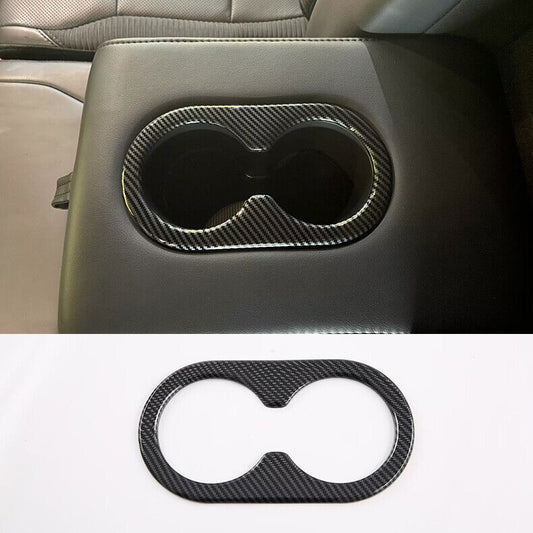 for Ford F-150 2021-2023 Carbon Fiber Rear Water Cup Holder Frame Trim ABS Decor