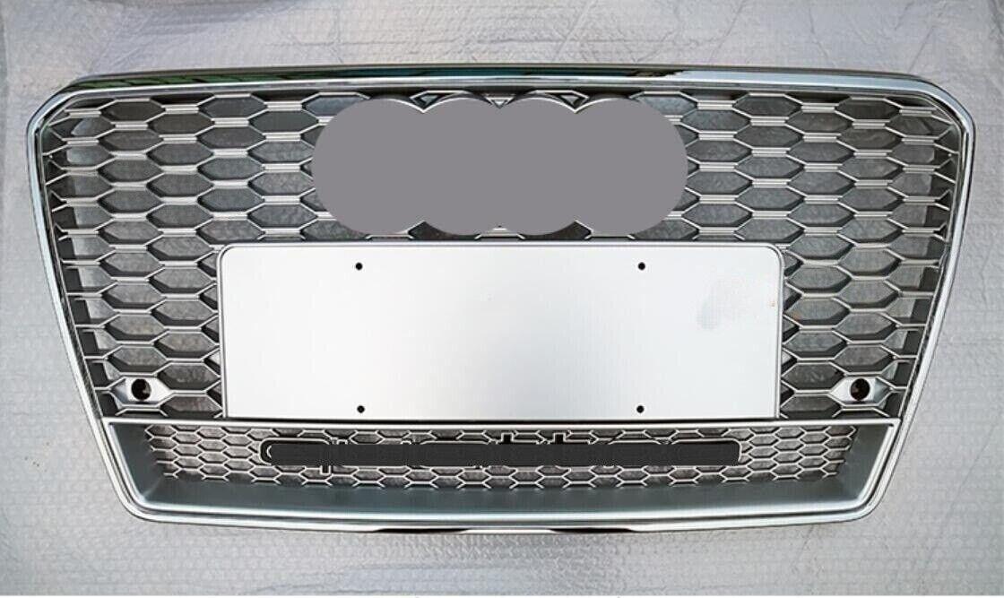 Suitable for Audi A7, S7, and RS7 style front bumper grille with honeycomb mesh, silver, 2012-15