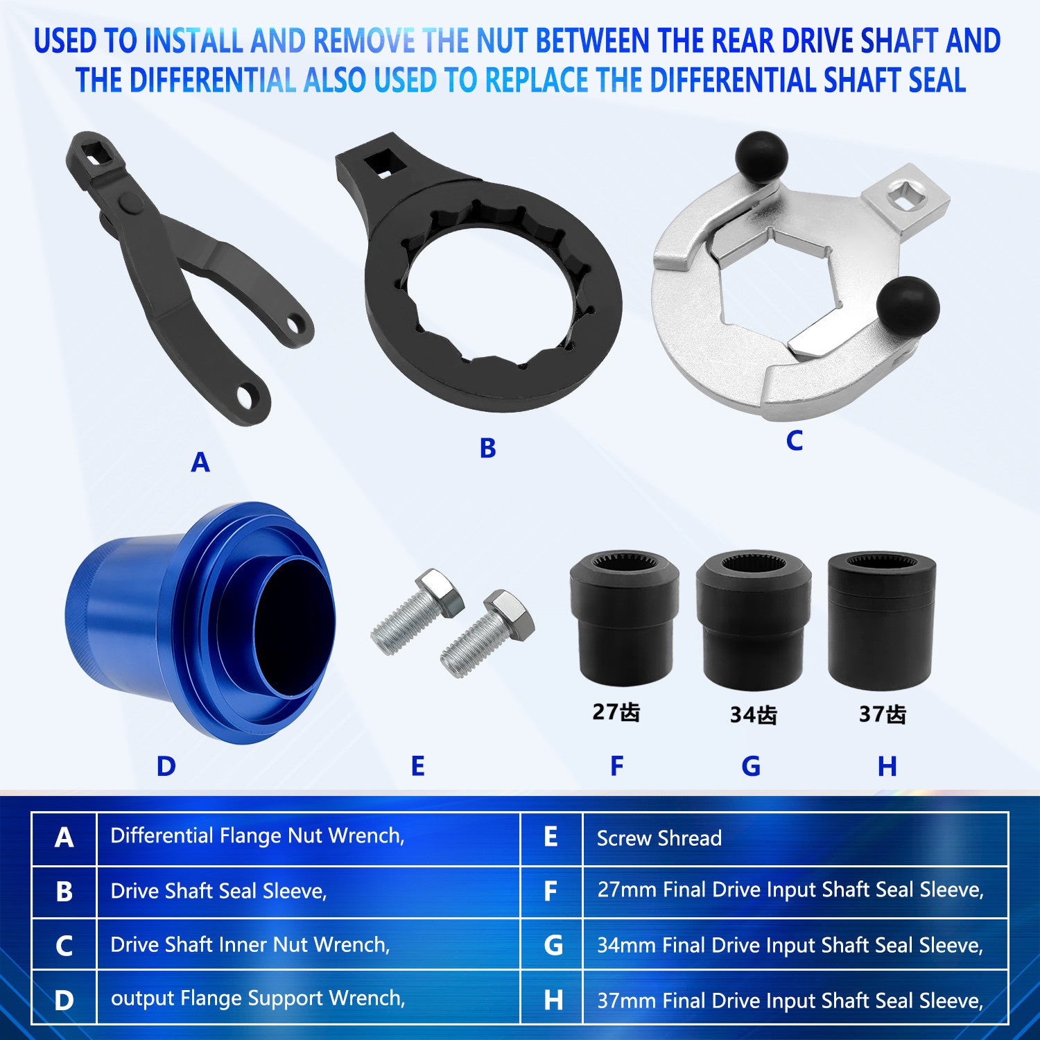NEW Differential Installer Remover Tool for BMW E70 E90 E91 E92 X3 X5 X6 RWD 4WD