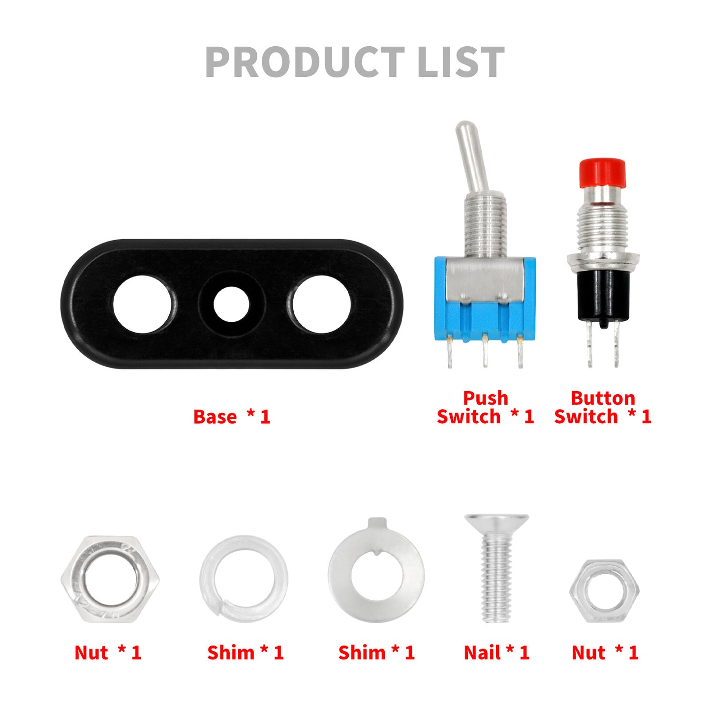 Black Control Button Toggle Push Switch ON/OFF/ON For Universal 1 7/8Handlebar