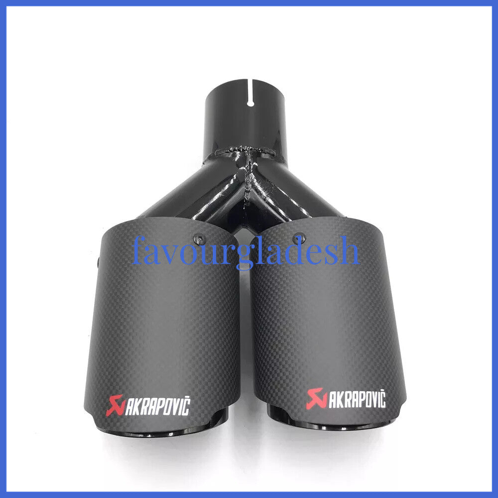 1PCS: ID:2.5 (63mm) OD:3.5 (89mm) Akrapovic Carbon Fiber Exhaust Tip Dual Pipe