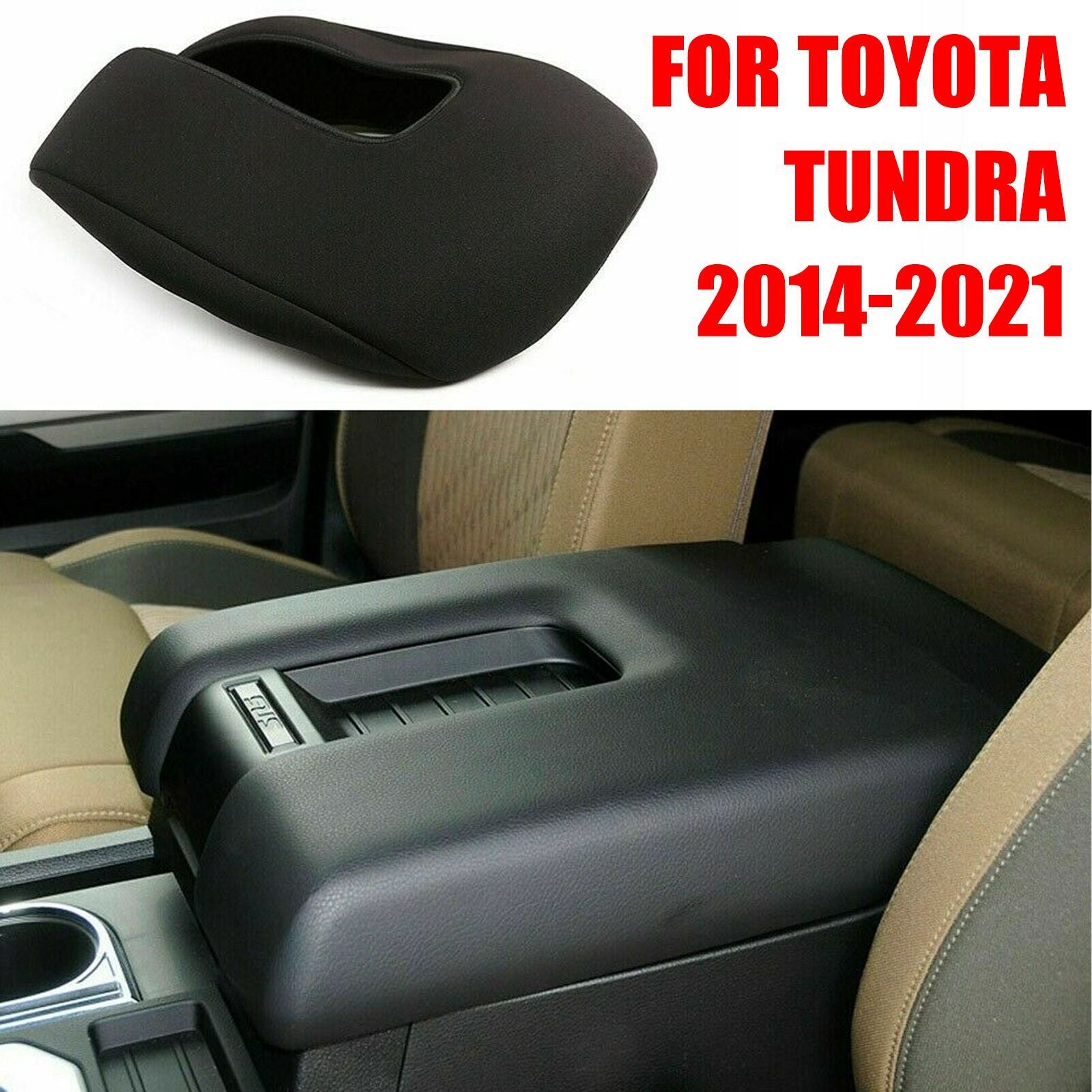 new black cloth center console armrest cover and pad for Toyota Tundra 14-21