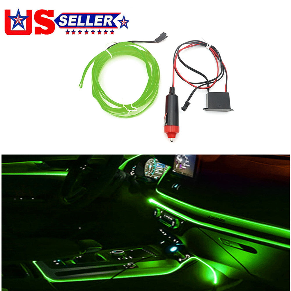 Car Interior LED Neon Light Decor Atmosphere EL Wire String Strip Lamp Green