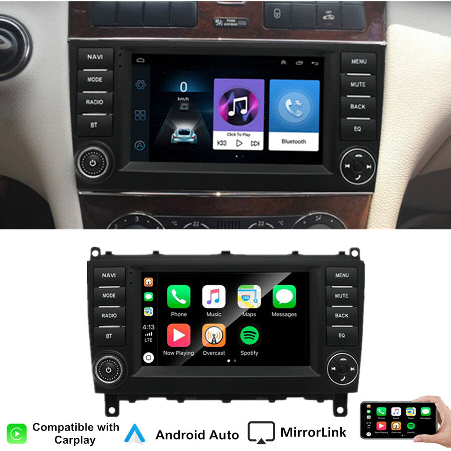 7 Android 11 Stereo Radio GPS For 2004-2006 for Mercedes-Benz W203 C-Class Carplay
