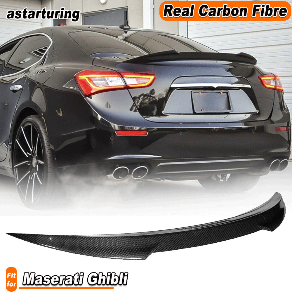 Fit for Maserati Ghibli Sedan 2014-2024 REAL Carbon Rear Trunk Spoiler Wing Lip