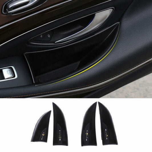 4P Fit for Benz S-Class 2014-2020 Black Car Interior Door Storage Box Cover Trim