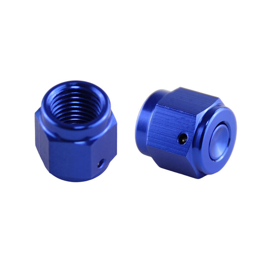 2PCS Aluminum Adapter Female Flare Cap/Plug/Nut Fitting 4-AN AN4 7/16-20 Blue