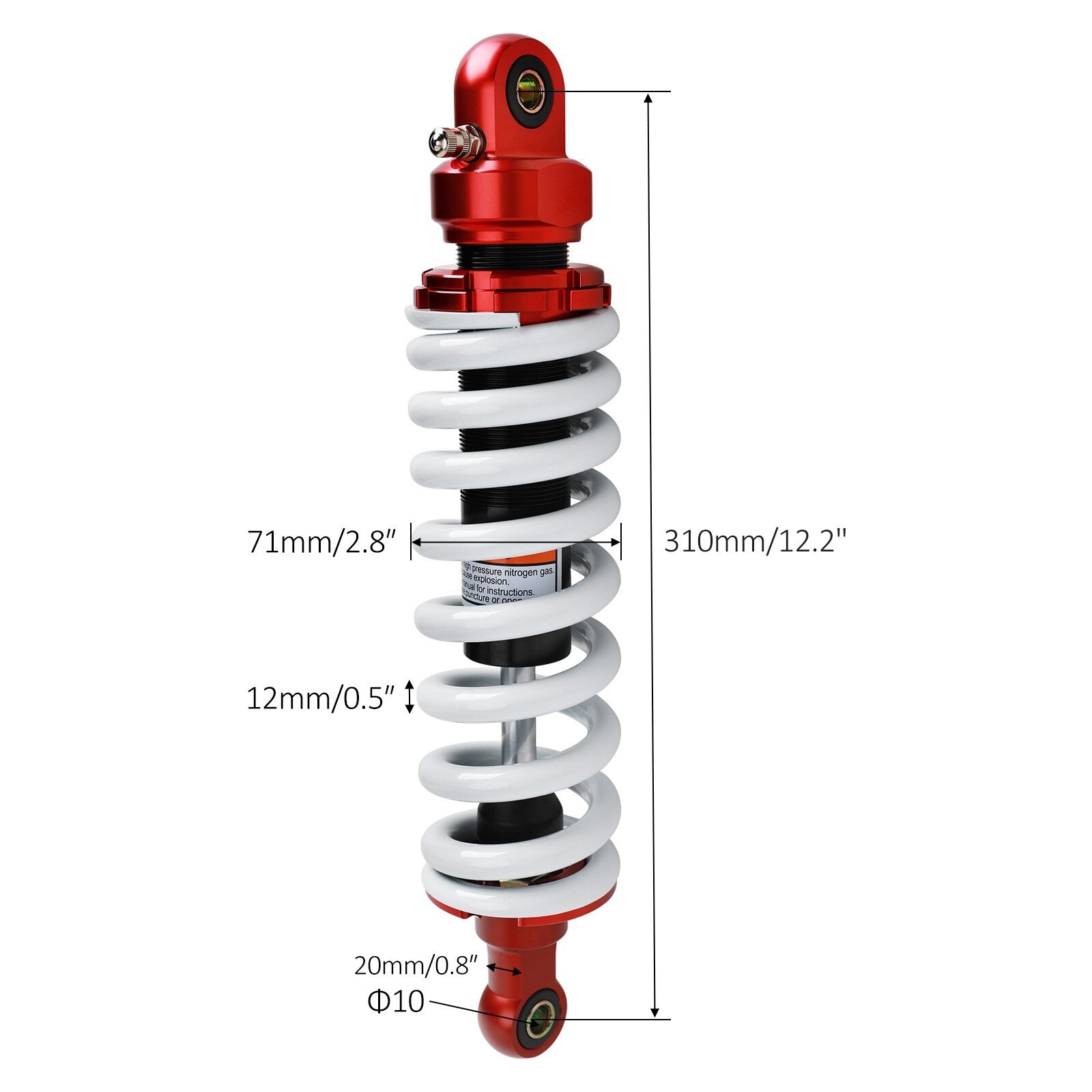 12.2-inch 310mm rear shock suspension for Pit Dirt bikes, ATVs, Go Kart Trails, and UTVs.