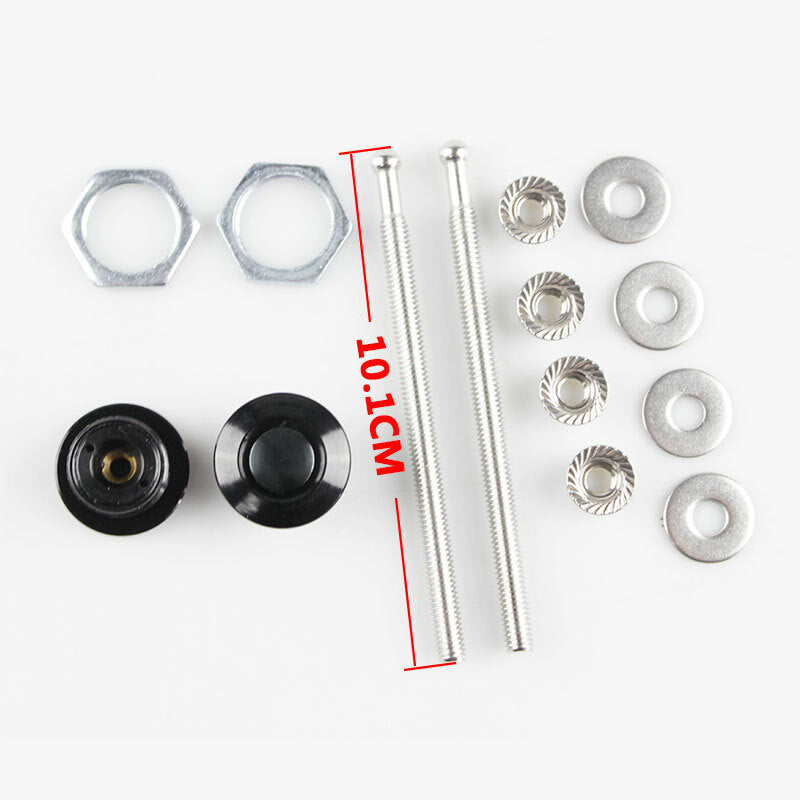 Red 2x 26cm Push Button Billet Hood Pins Lock Clip Kit Car Quick Latch Bon