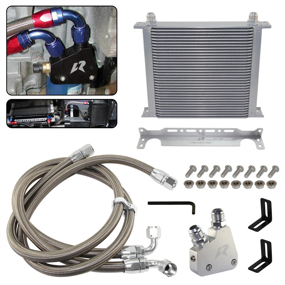 34 ROW ENGINE OIL COOLER KIT for CADILLAC LS1 LS2 LS3 4.8L 6.0/6.2L GM CK SILVER