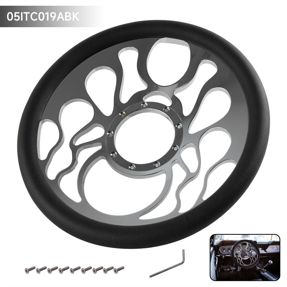 14 Chrome Alloy Half Wrap PVC 9 Bolt Steering Wheel for Chevy GM for GMC for Jeep for Dodge