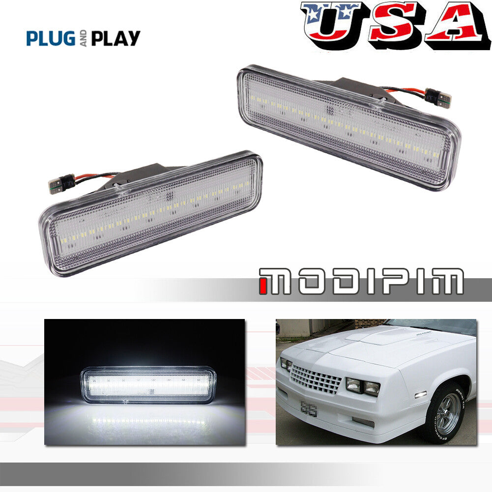 White LED side marker lights for 1982-1987 for Chevrolet El Camino and for GMC Caballero