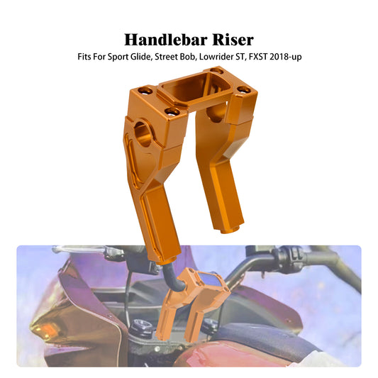 1 Handlebar 6 Gold Riser Clamp Kit for Harley Softail Street Bob Low Rider ST