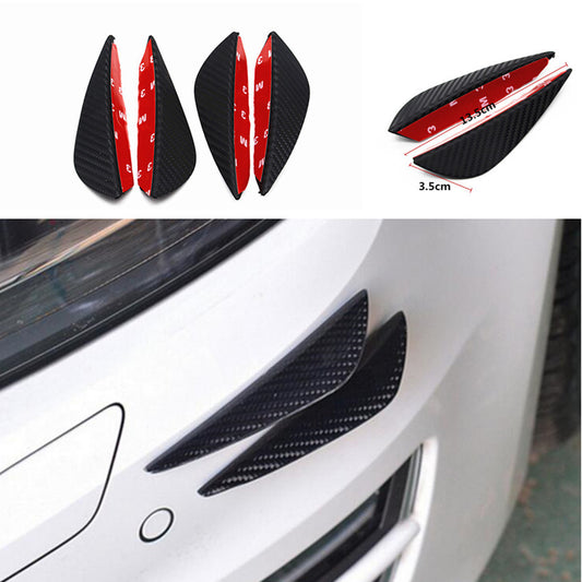 Universal 4x Car ABS Carbon Front Bumper Body splitter Fins Lip Spoiler Canards