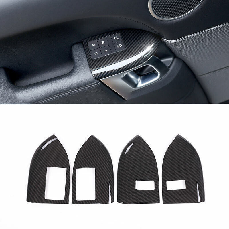 Door Lock Memory Switch Bezel Decor 4P Carbon Fiber for Range Rover Sport 14-22