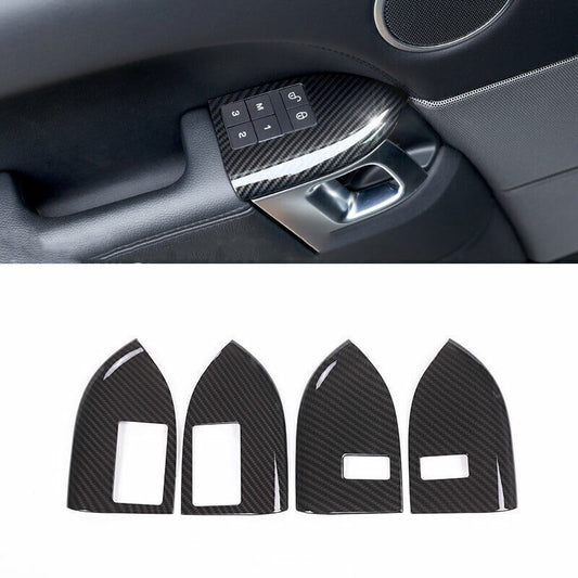 Door Lock Memory Switch Bezel Decor 4P Carbon Fiber for Range Rover Sport 14-22
