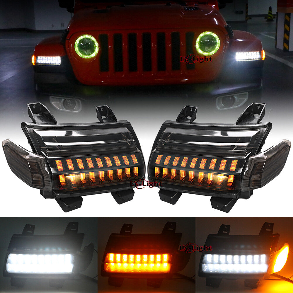 for Jeep for Wrangler JL Gladiator Rubicon 2018-24 LED Fender Turn Signal Lights DRL