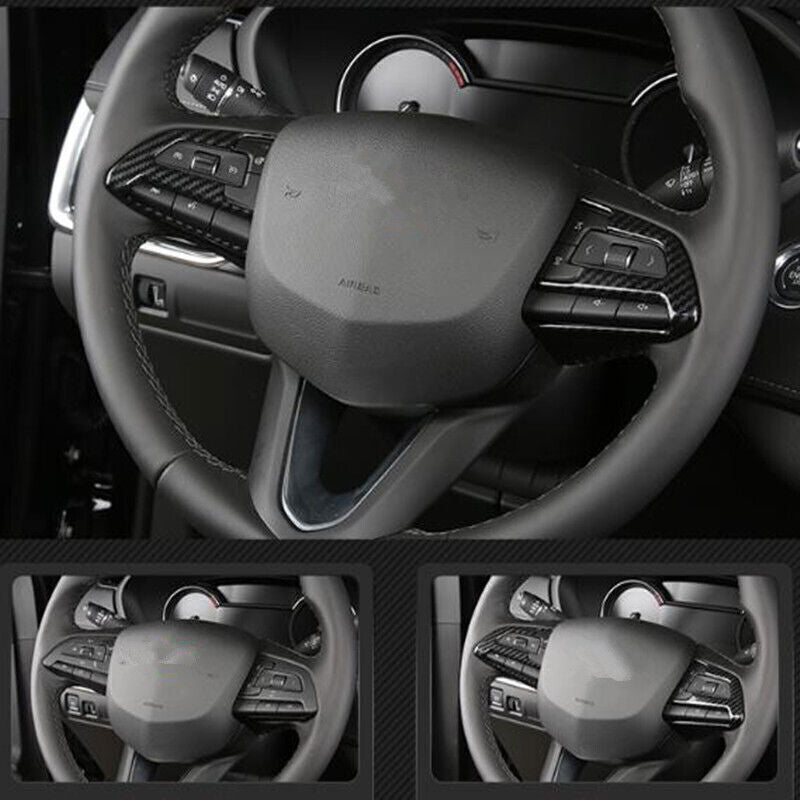 for Cadillac XT4 2019-2023 Carbon Fiber Look Steering Wheel Decor Cover Trim 3P