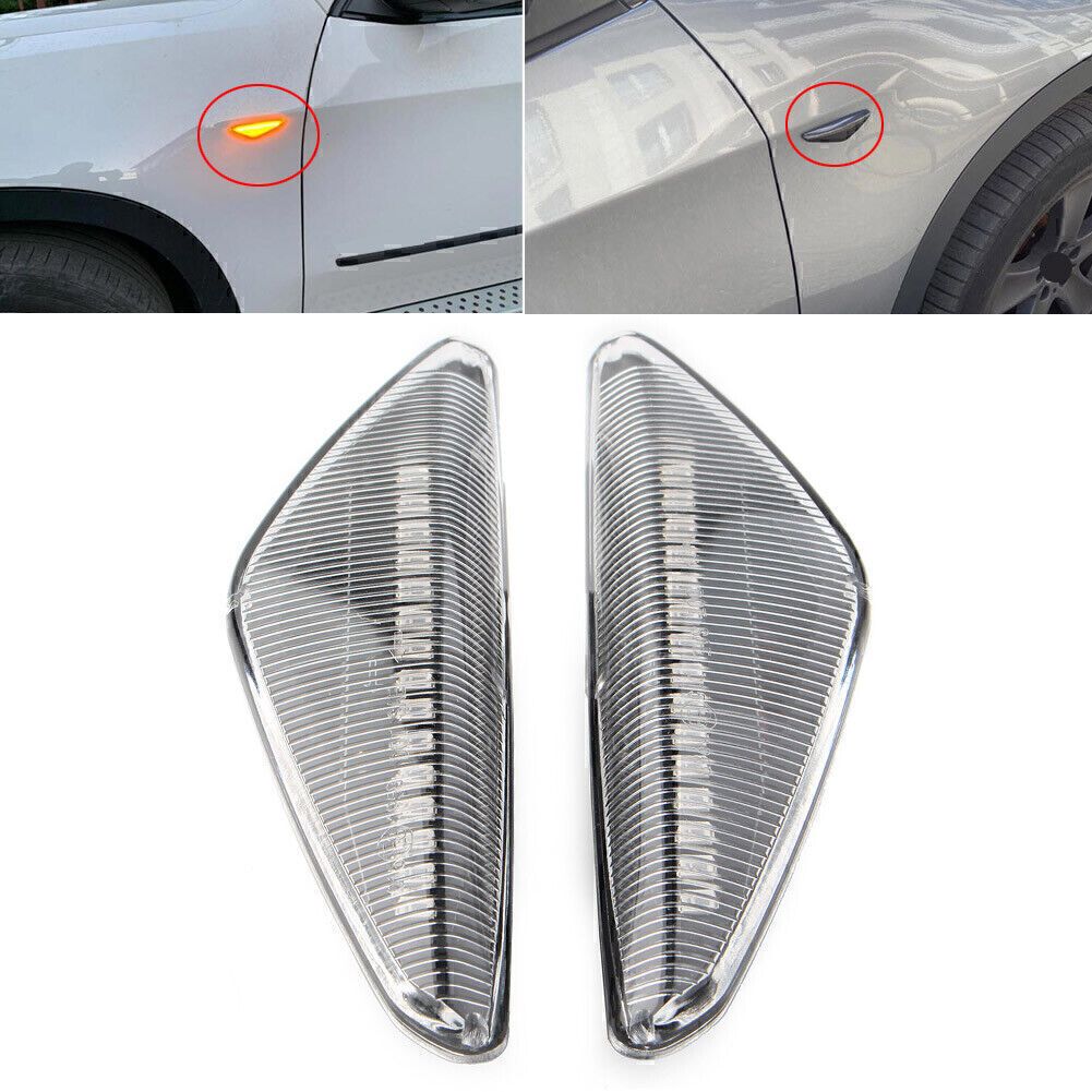 Dynamic LED Side Marker Turn Signal Light for BMW F25 E70 E71 X3 E72 X5 X6 Clear