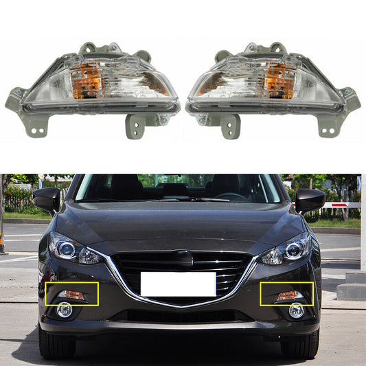 1 Pair Front Bumper Turn Signal Light Fog Lights for Mazda 3 axela 2014-2016