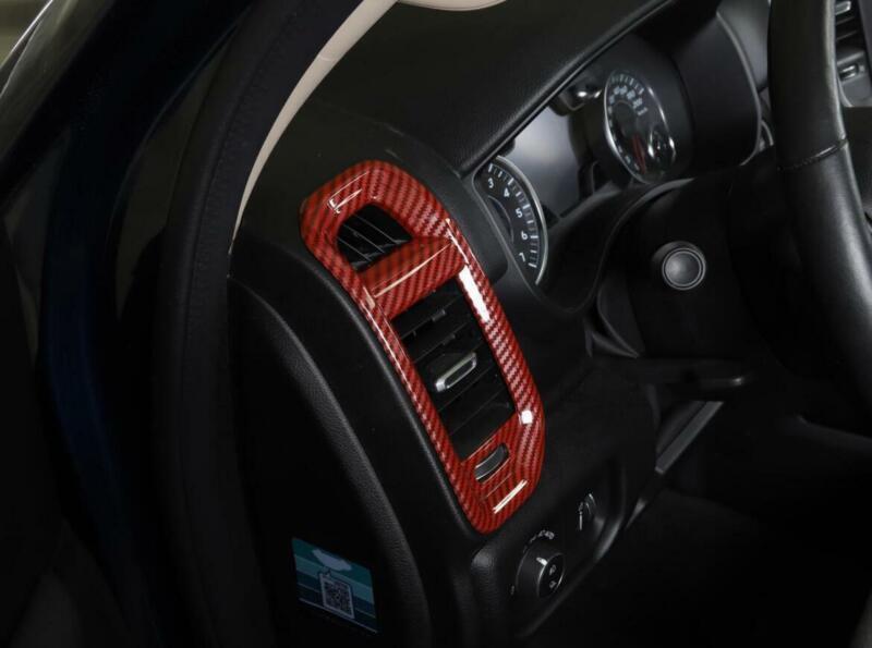 Car for Dodge for Ram 2500 19-21 Red Carbon Interior Side Air Vent Outlet Cover Trim