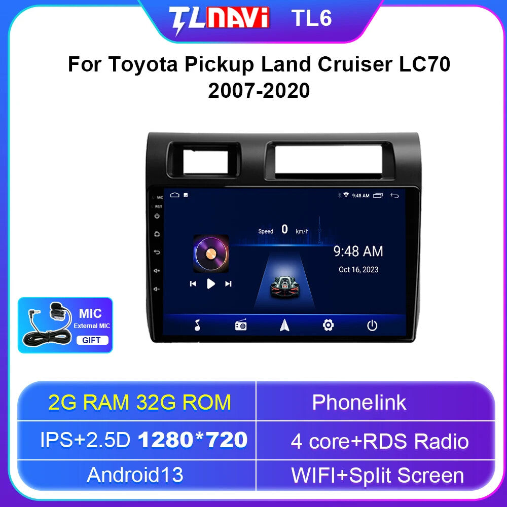 for Toyota Pickup for Land Cruiser LC70 79 Series Radio Auto Car Multimedia Player