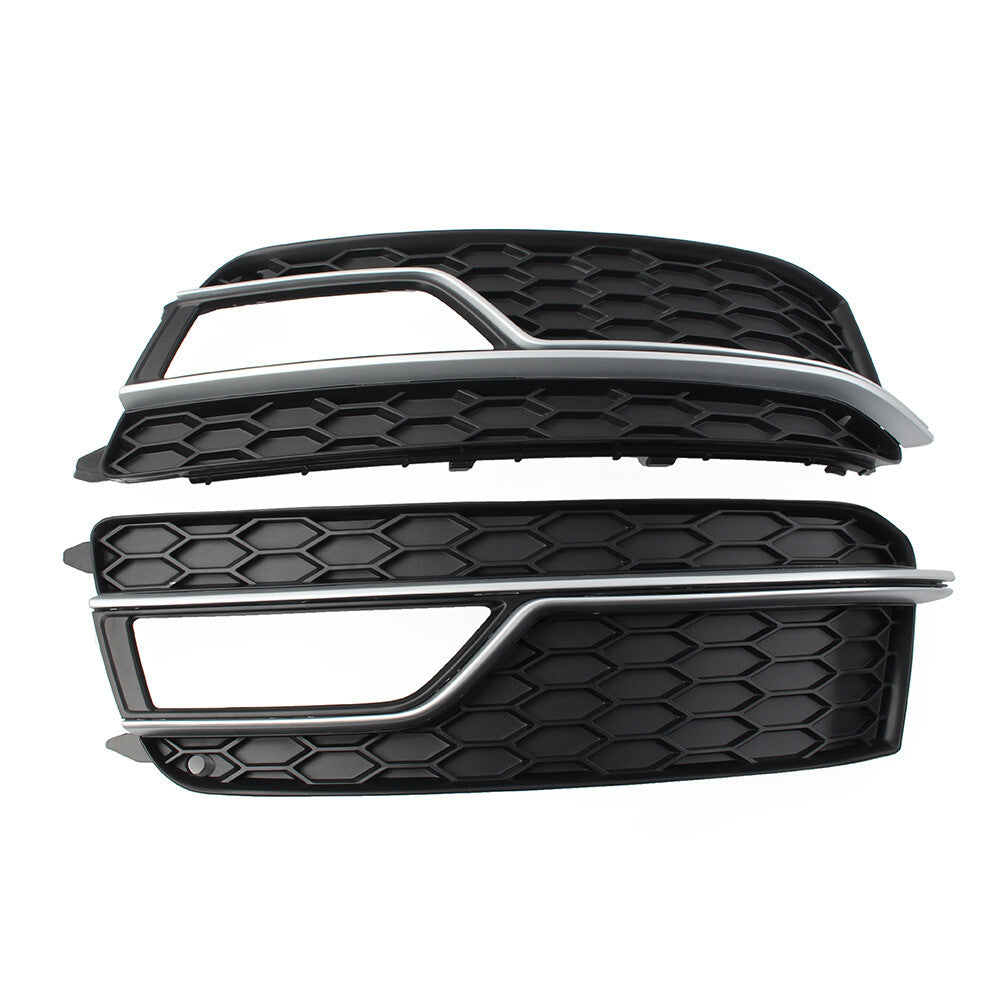 A pair of black fog light grille protectors for the front bumper of for Audi A5 S5 2013 - 2017.