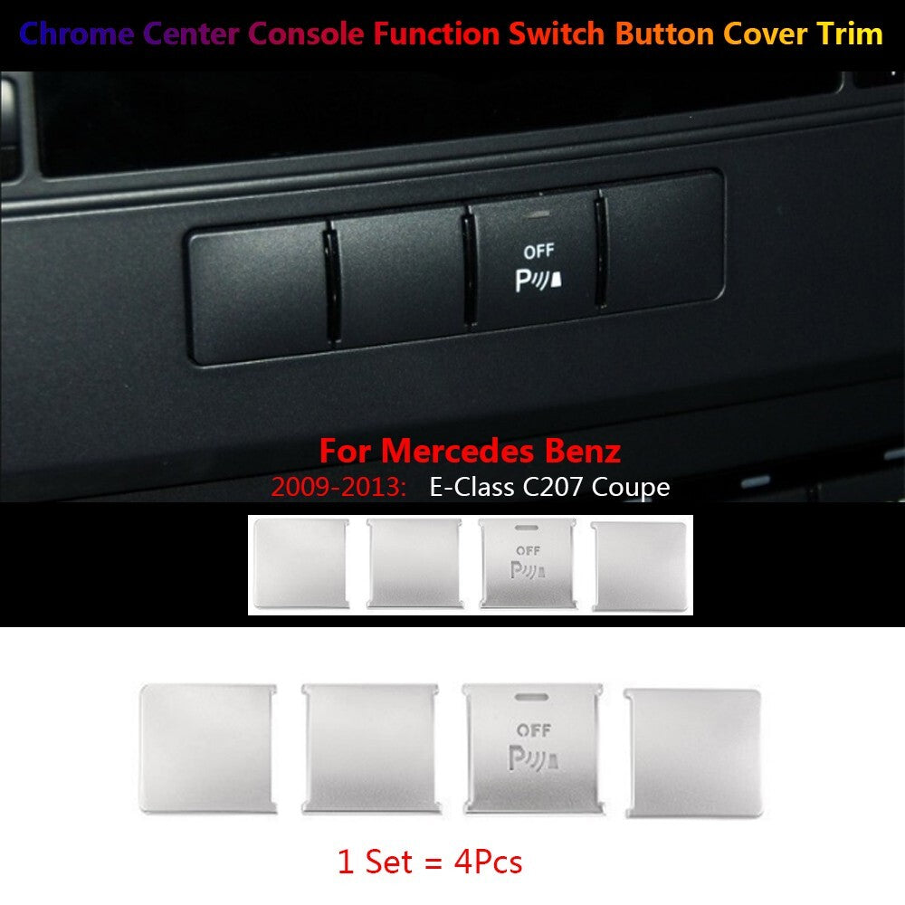 4x for Mercedes-Benz E C207 Car Center Console Function Switch Button Cover Trim