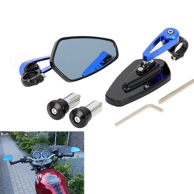 1 Set Motorcycle Aluminum 7/8 Bar End Side Rearview Mirror Handlebar Rear View