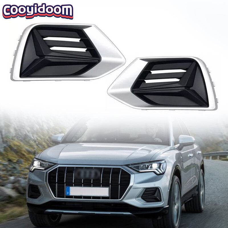 2Pcs ABS Front Bumper Grille Fog Lamp Cover Driver for Audi Q3 2019-2022