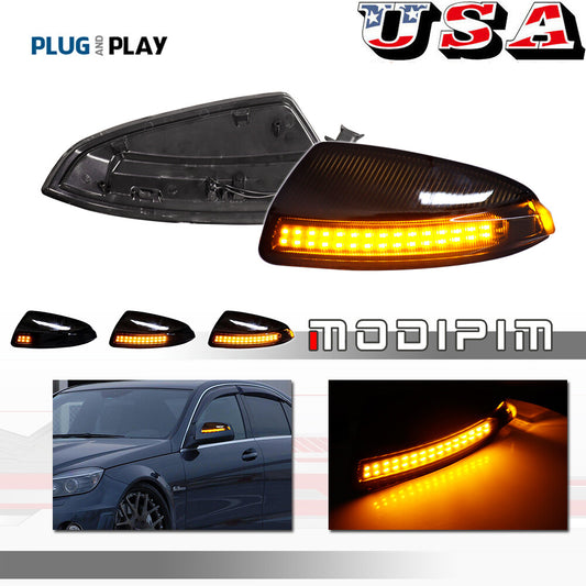 Two amber-tinted front side mirror turn signals suitable for Mercedes-Benz W164 ML350 ML450 ML500