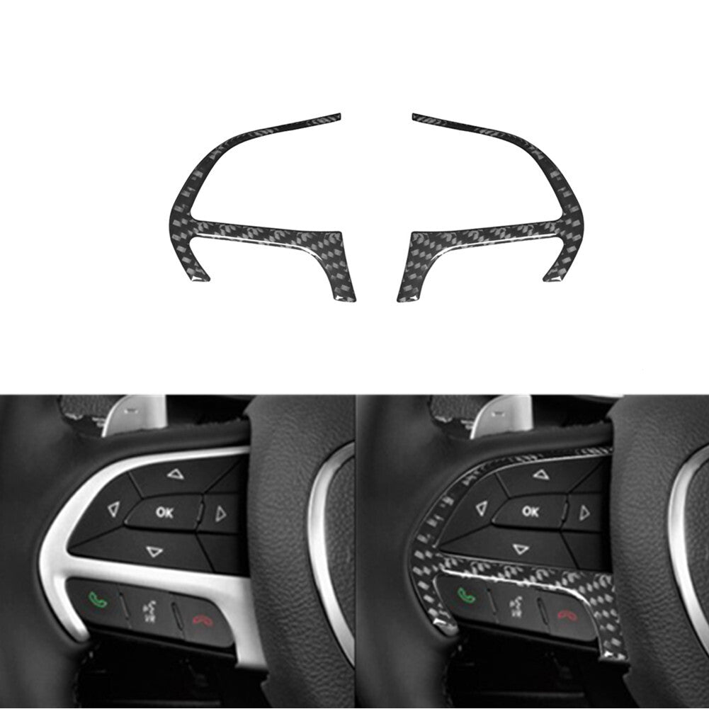Carbon Fiber Steering Wheel Button Frame Cover Trim for Dodge Durango 2014-2020