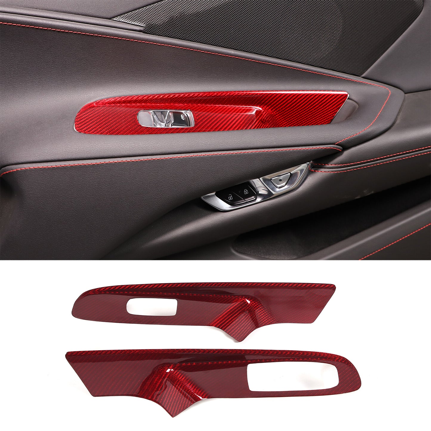 Genuine carbon fiber console cup holder cover for Corvette C7 2014-2019