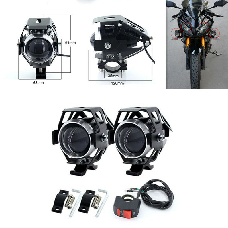 1Pair Motorcycle LED Headlights Decorative Lamp Headlamp 3000lm Spot head light