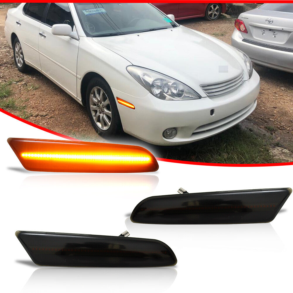 2-Pack Smoked Lens Amber LED Side Marker Lights for Lexus 5th Generation for ES Models