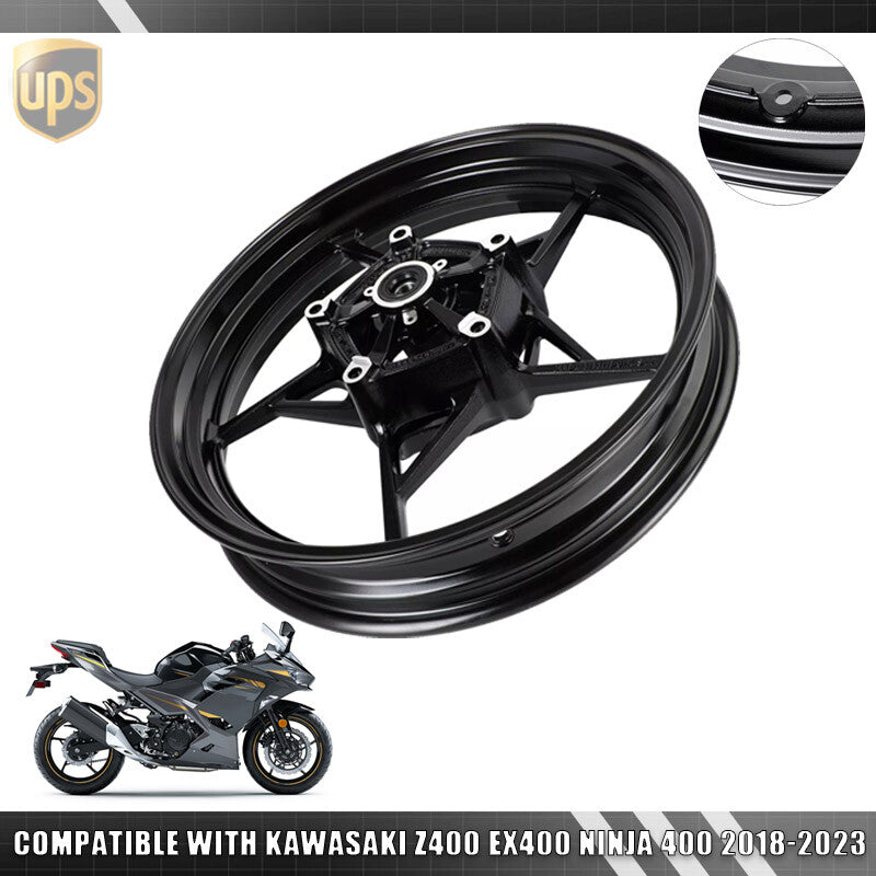 Glossy Black Front Wheel Rim Replace for Kawasaki 2018-2023 Z400 EX400 400